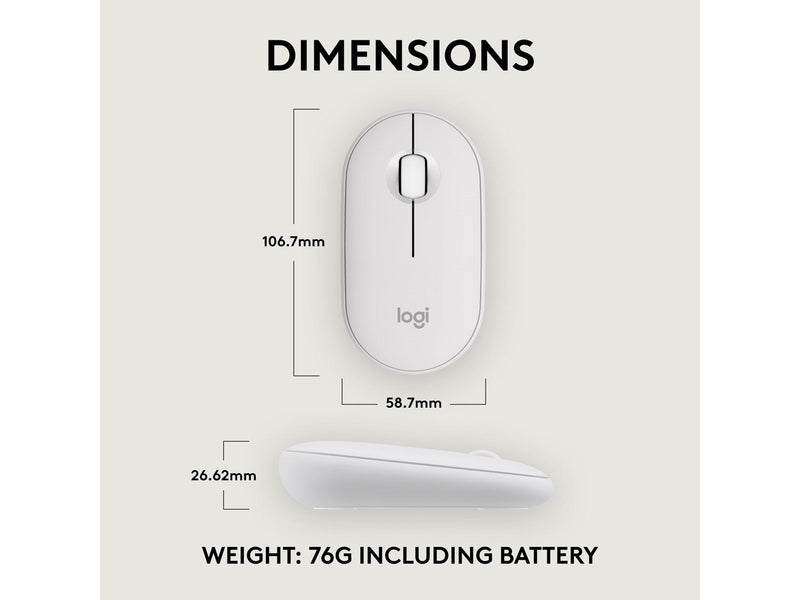 Logitech Pebble Mouse 2 M350s Wireless - Tonal White - Maus (Weiß)
