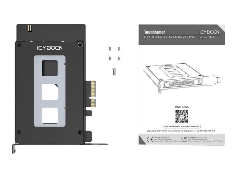 Icy dock ToughArmor MB111VP-B - storage mobile rack - U.2 / U.3 SSD mobile rack - NVMe - PCIe 4.0 x4