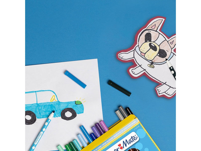 Paper Mate Malstifte mit Filzspitze für Kinder | Dual-Ended-Design | Waschbare Tinte | Verschiedene Farben | 15 Faserspitzenmark