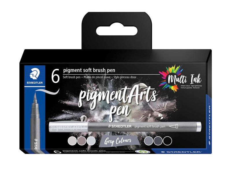 Staedtler Pigment soft brush 372 "Grey colours" 6pcs. Cardboard box