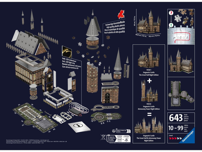 Ravensburger Hogwarts Castle Great Hall Night Edition 540p 3D Puzzle