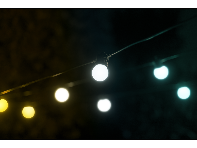 Twinkly Festoon – 20 App-controlled Warm to Cool White LEDs. 10 Meters. Black Wire.