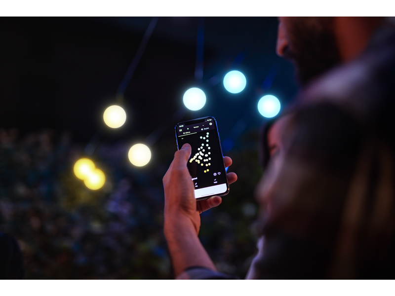 Twinkly Festoon – 20 App-controlled Warm to Cool White LEDs. 10 Meters. Black Wire.