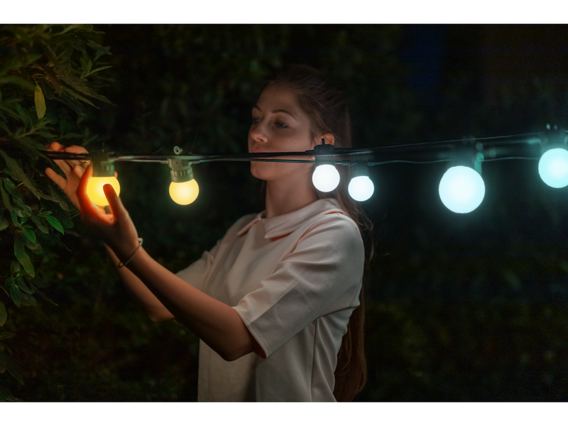Twinkly Festoon – 20 App-controlled Warm to Cool White LEDs. 10 Meters. Black Wire.