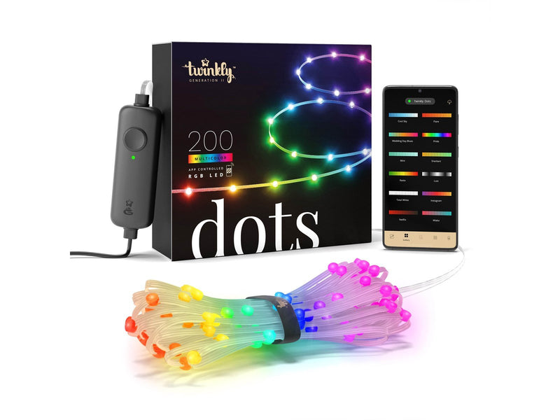 Twinkly Dots – 200 App-controlled RGB LEDs. 10 Meters. Clear Wire.