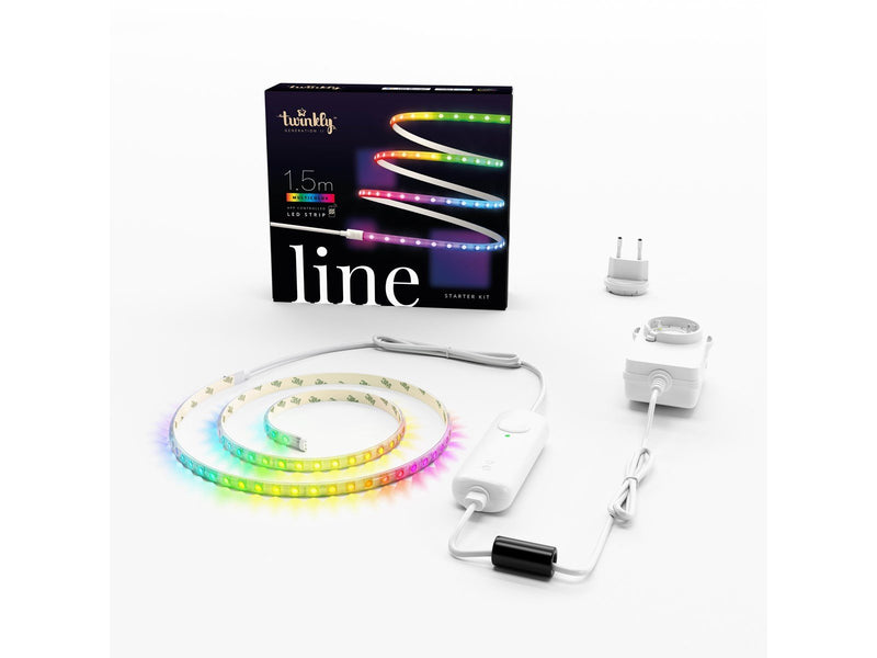 Twinkly Line Starter Kit – App-controlled RGB LED light strip. 1.5 Meters. White Strip. Extendible