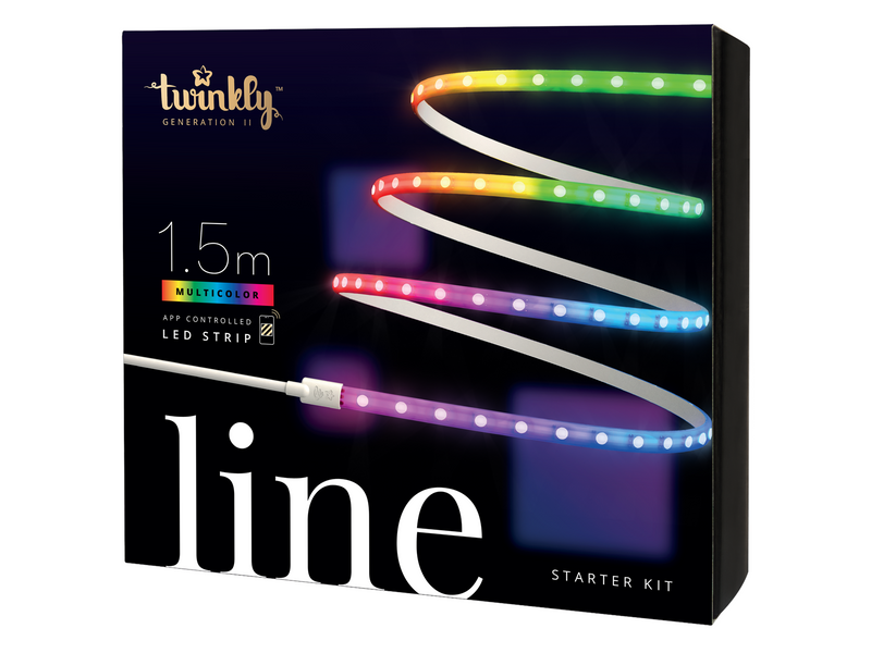 Twinkly Line Starter Kit – App-controlled RGB LED light strip. 1.5 Meters. White Strip. Extendible