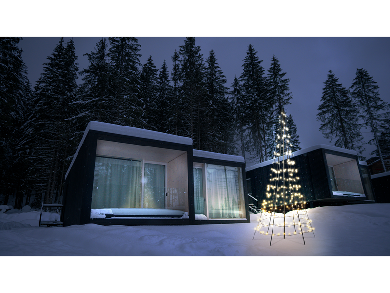 Twinkly Light Tree – 2 Meters Flag-pole Tree with 300 RGB + Warm White LEDs. Black Wire. Pole Included.