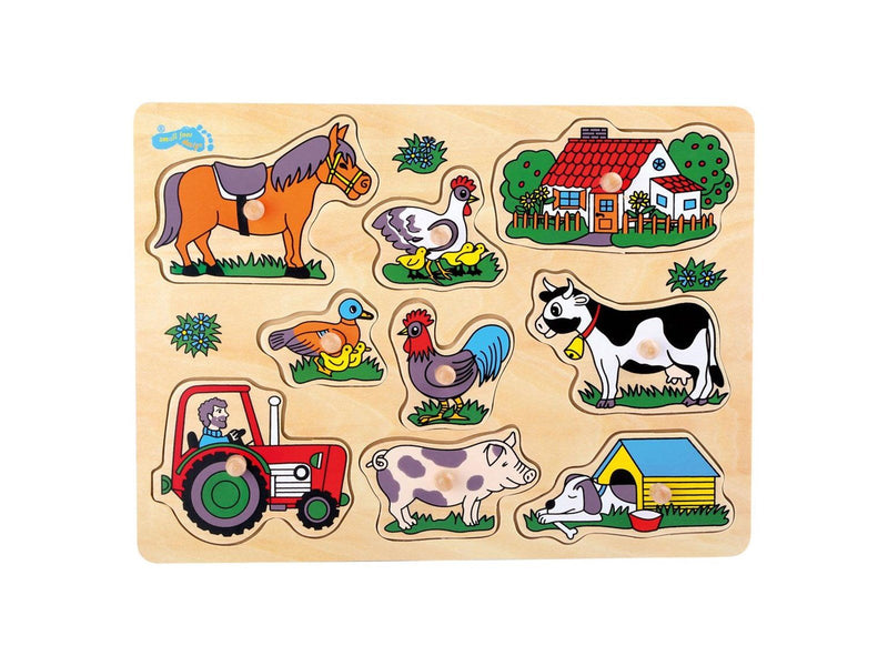 Small Foot - Wooden Stud Puzzle Farm 9pcs. Holz