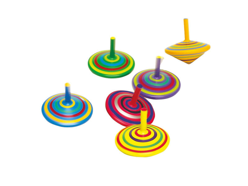 Small Foot - Wooden Spinning Top with Stripes 6pc