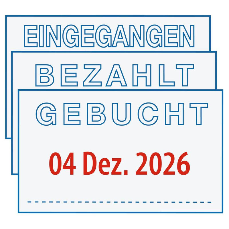 trodat Datumstempel mit Text 'Eingegangen' selbstfärbend - blau rot