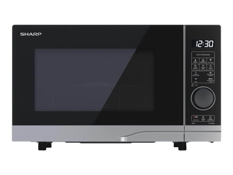 Sharp Premium series YC-PG204AE-S - microwave oven with grill - freestanding - silver