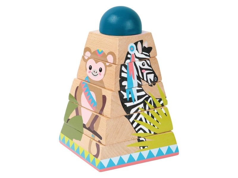 Small Foot - Wooden Stacking Tower Jungle 6 pcs.