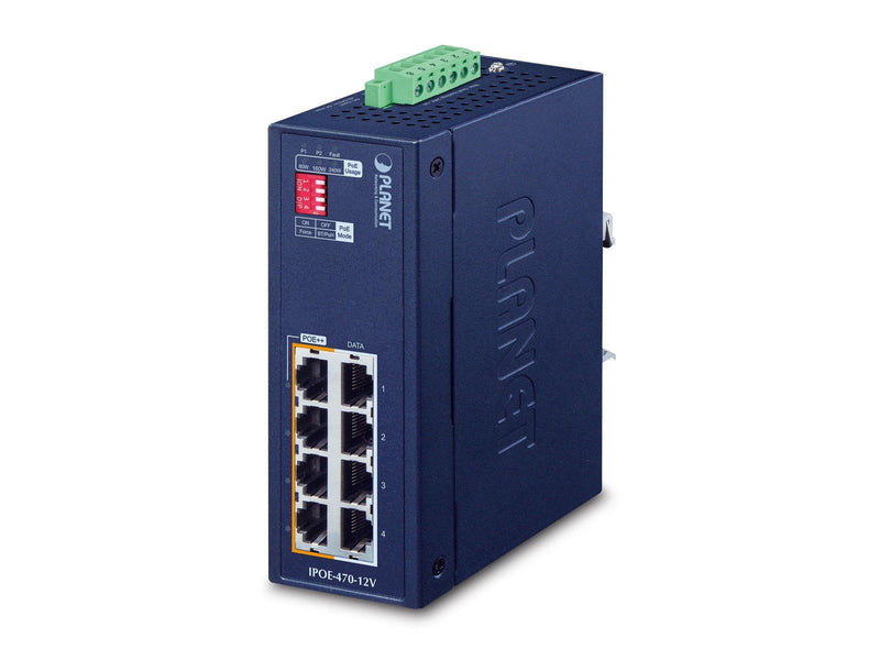 PLANET IPOE-470-12V Industrial 4-port Gigabit 802.3bt PoE++ Injector Hub