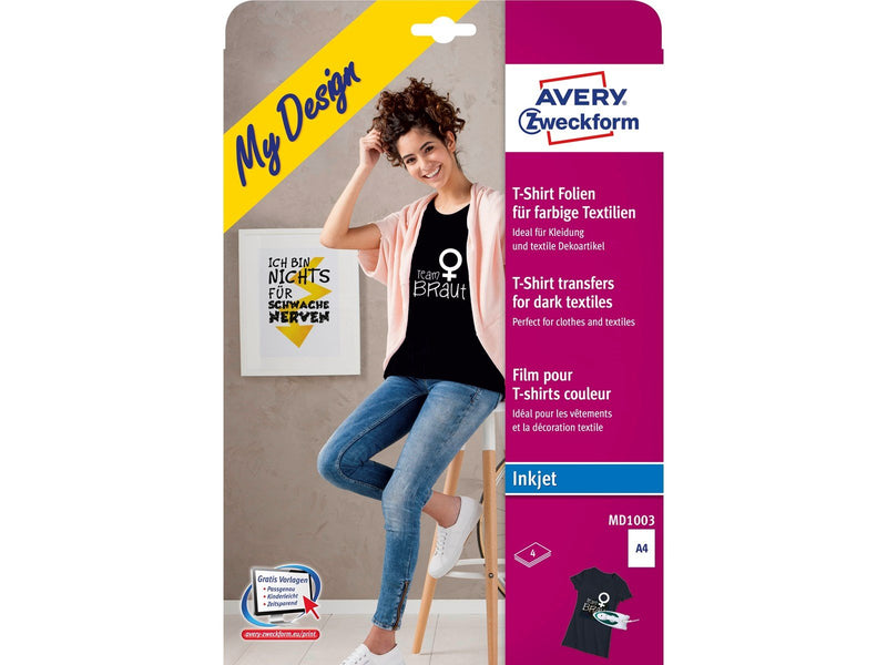 Avery T-Shirt Transferfilm colour textils 4sh A4
