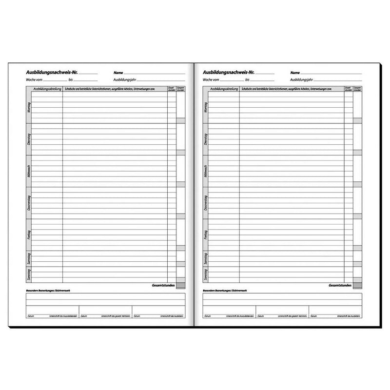 sigel Ausbildungsnachweis, tägliche Eintragungen Formularbuch AW480 - 28 Blatt