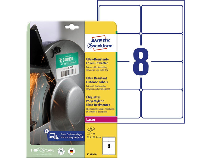 Avery Ultra Resistant Stretchable Labels White (-40oC to +150oC)