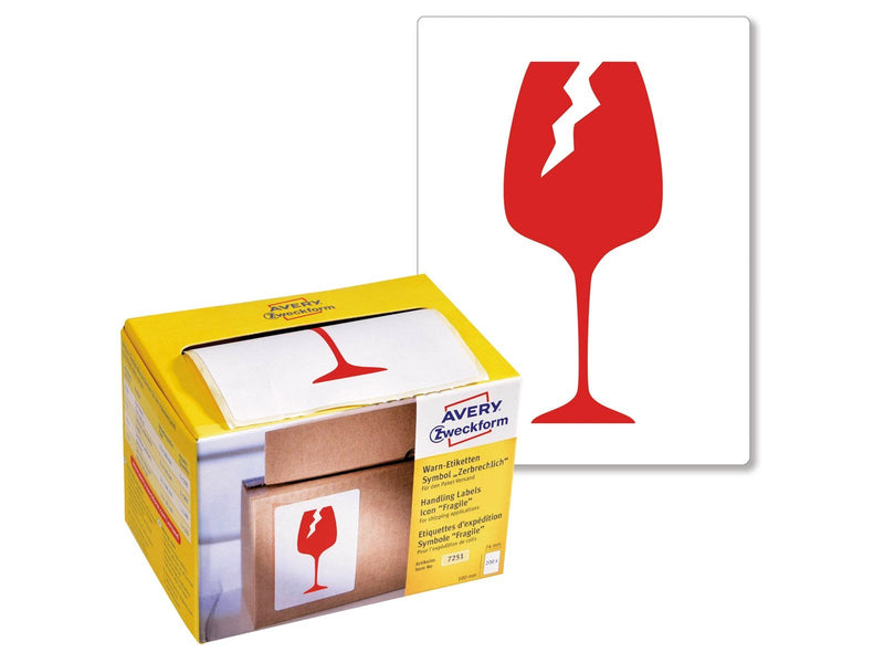 Avery Labels in dispenser pre-printed with "Fragile" paper material