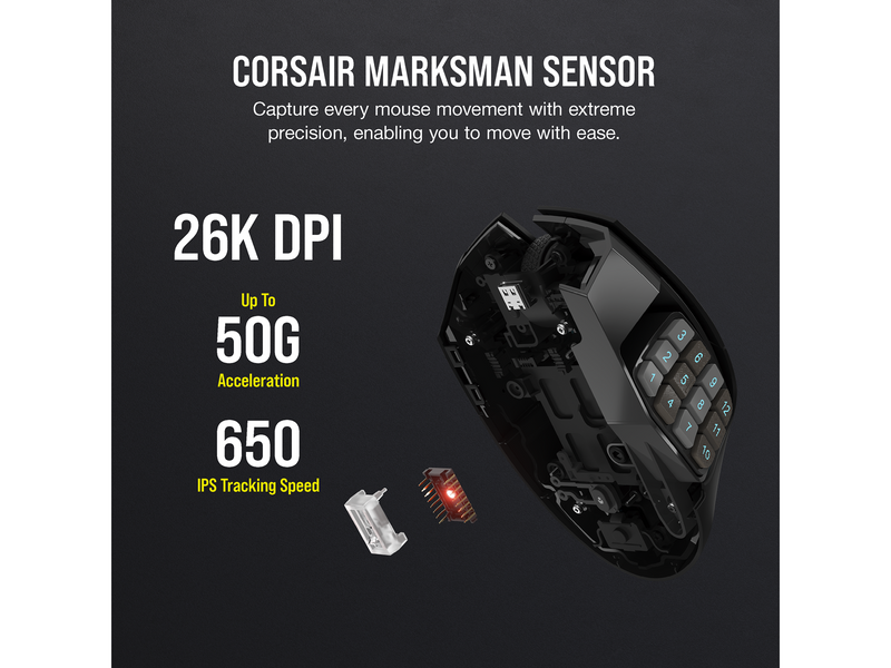 Corsair SCIMITAR ELITE WIRELESS Gaming Mouse - Maus (Schwarz)