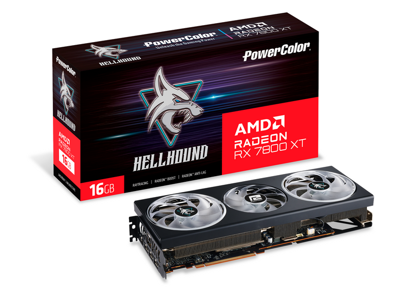 PowerColor Radeon RX 7800 XT Hellhound OC - 16GB GDDR6 RAM - Grafikkarte