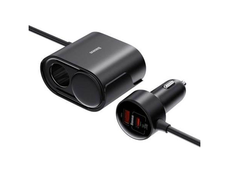 Baseus High Efficiency Pro 1-for-2 Car Cigarette Lighter  30W (Black)