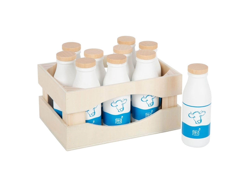 Small Foot - Wooden Crate with Milk Bottles 12 pc