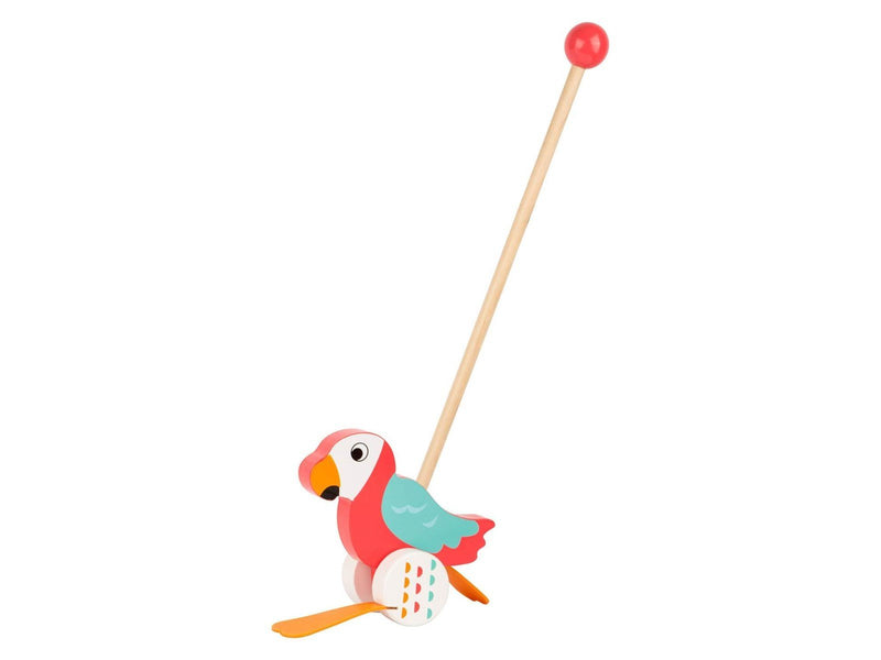 Small Foot - Wooden Push Figure Parrot Lori with Stick