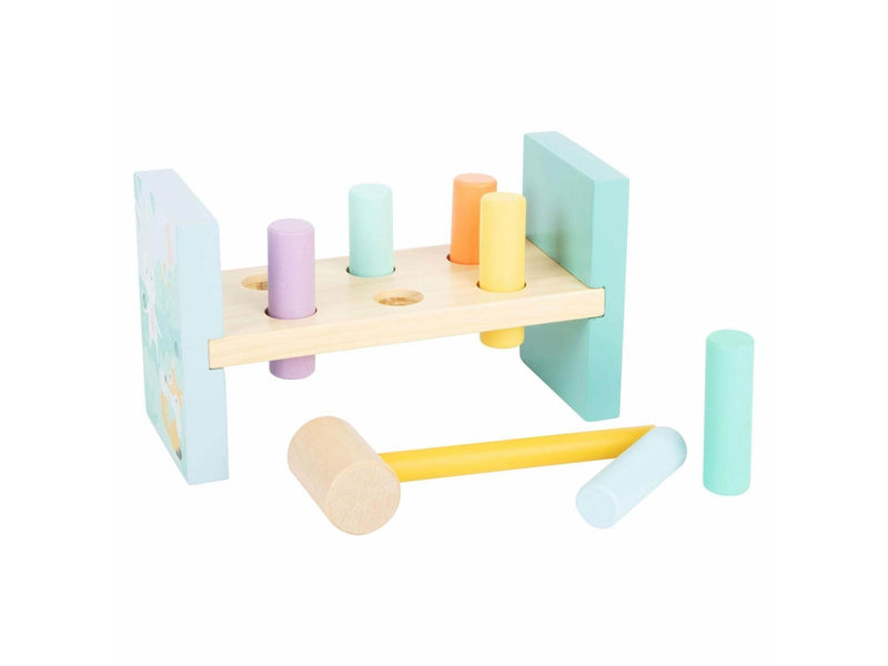 Small Foot - Wooden Hammer Bench Pastel 8 pcs.