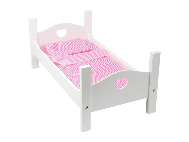 Small Foot - Wooden Doll Bed White with Bedding 4dlg