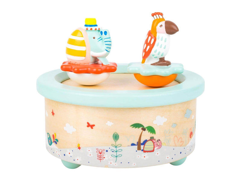Small Foot - Wooden Music Box Parrot and Elephant