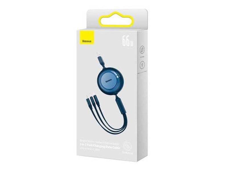 Baseus Bright Mirror 3 USB 3-in-1 cable for micro USB / USB-C / Lightning 66W / 2A 1.1m (Blue) USB-Hubs - USB 2.0 - 4 - Schwarz