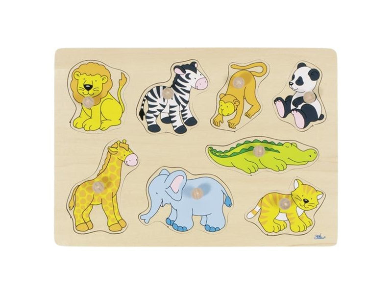Goki Wooden Stud Puzzle Wild Animals Holz