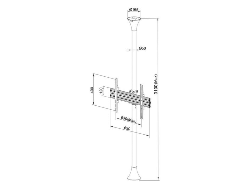 Multibrackets M Floor to Ceiling Mount Pro MBFC1U 30 kg 65" From 100 x 100 mm