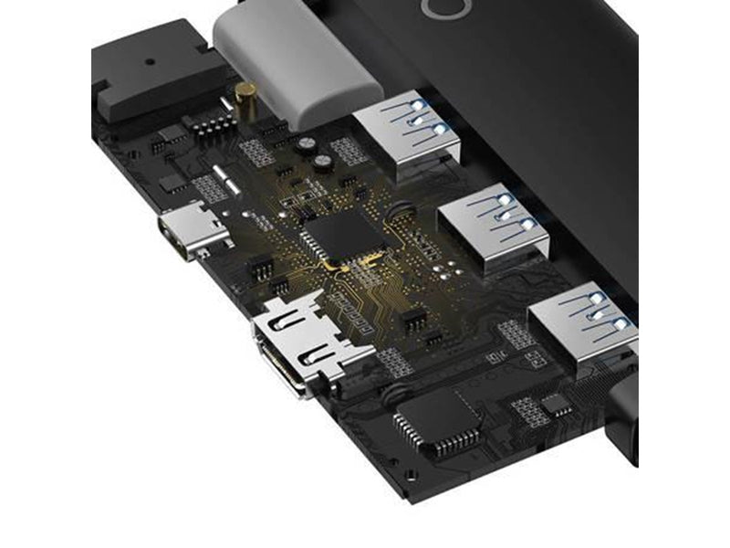 Baseus Lite Series Hub 5w1 USB-C to 3x USB 3.0 + USB-C + HDMI (black) USB-Hubs - USB 3.0 - 5 - Schwarz