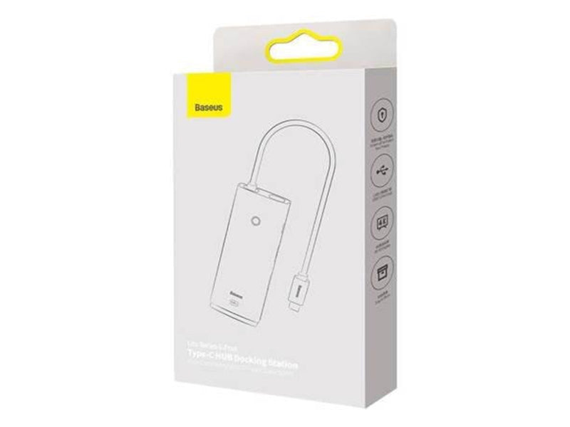 Baseus Lite Series Hub 6w1 USB-C to 2x USB 3.0 + USB-C + HDMI + SD/TF (black) USB-Hubs - USB 3.0 - 6 - Schwarz