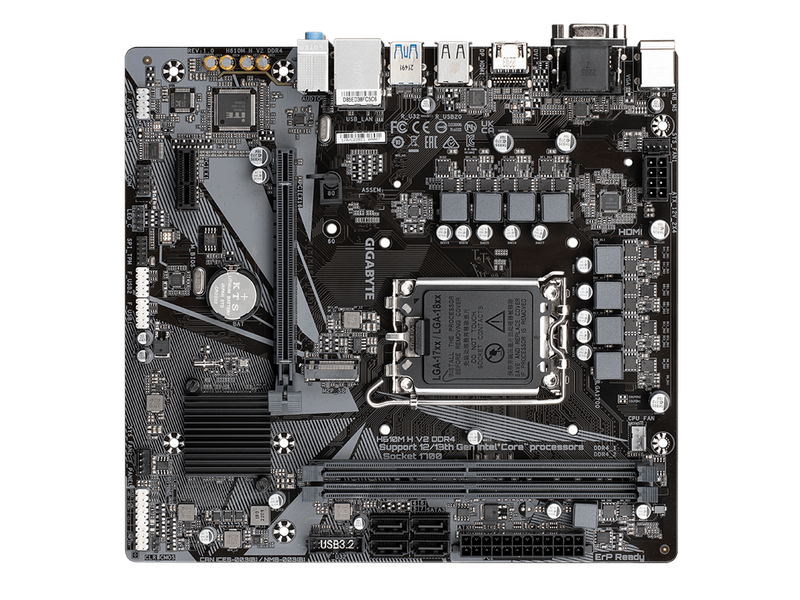 GIGABYTE H610M H V2 DDR4 Mainboard - Intel H610 - Intel LGA1700 socket - DDR4 RAM - Micro-ATX