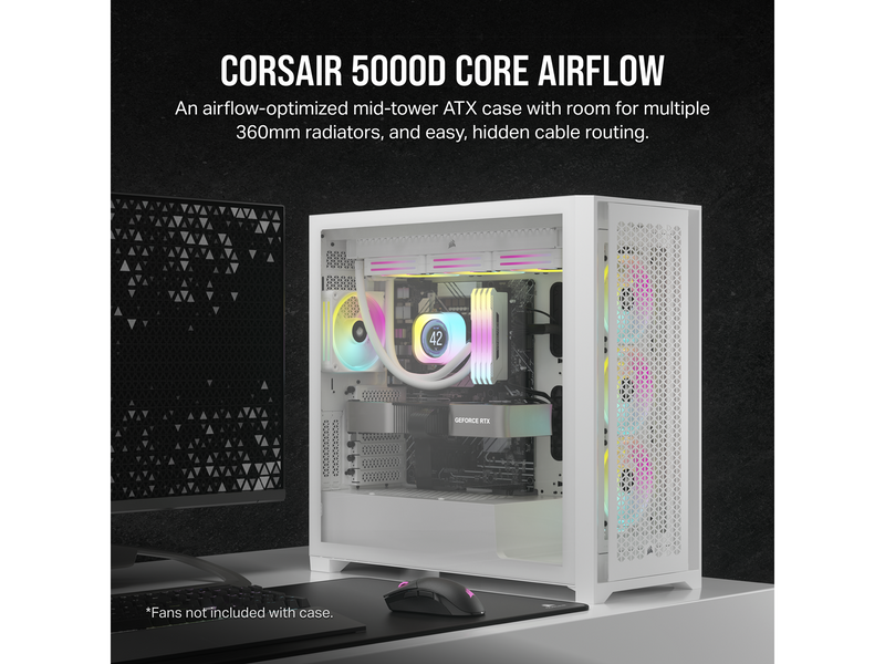 Corsair 5000D CORE AIRFLOW TG - White - Gehäuse - Miditower - Weiß