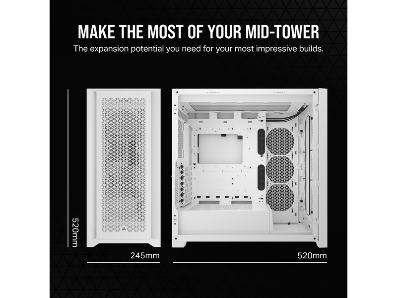 Corsair 5000D CORE AIRFLOW TG - White - Gehäuse - Miditower - Weiß