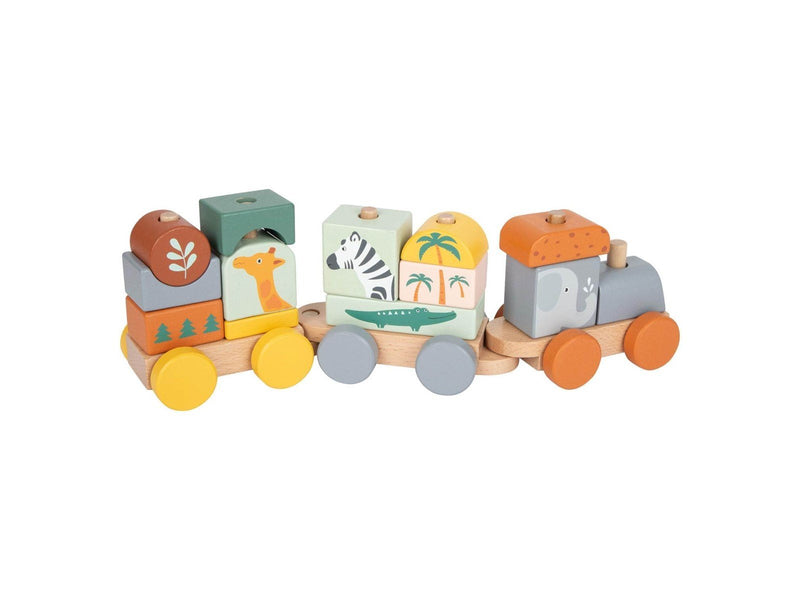 Small Foot - Wooden Stacking Blocks Train Safari