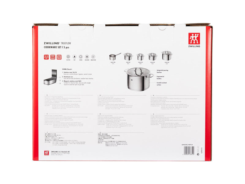 Zwilling TrueFlow - Cookware set with cover - 5 items - round - silver