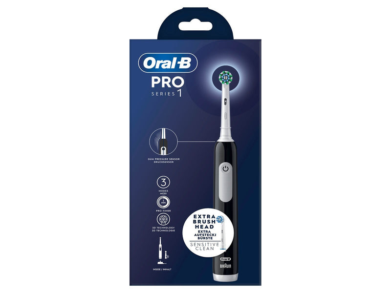 Oral-B Elektrische Zahnbürste Pro1 Black + Extra Brush Head