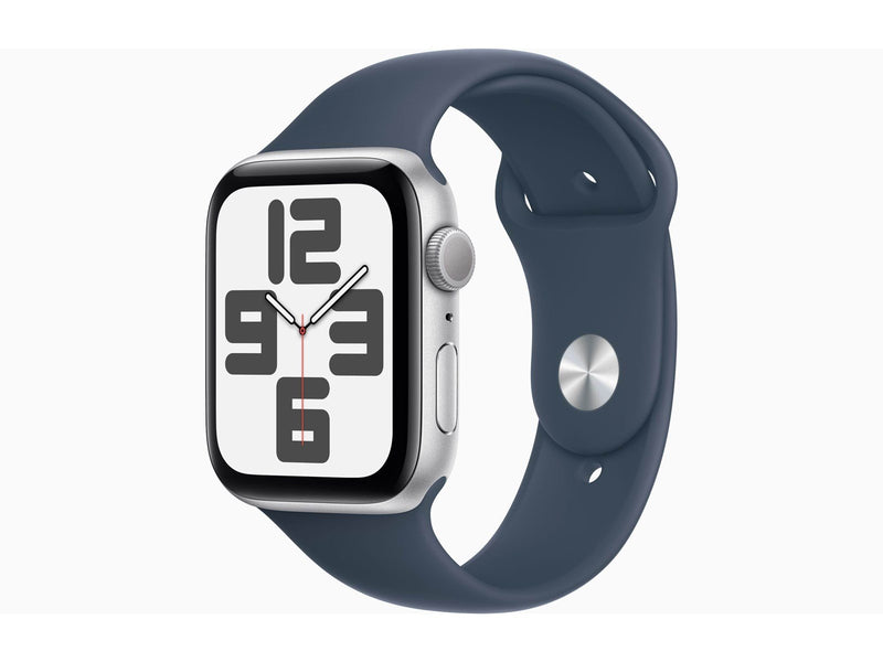 Apple Watch SE GPS 44mm - Silver Aluminium Case with Storm Blue Sport Band - S/M