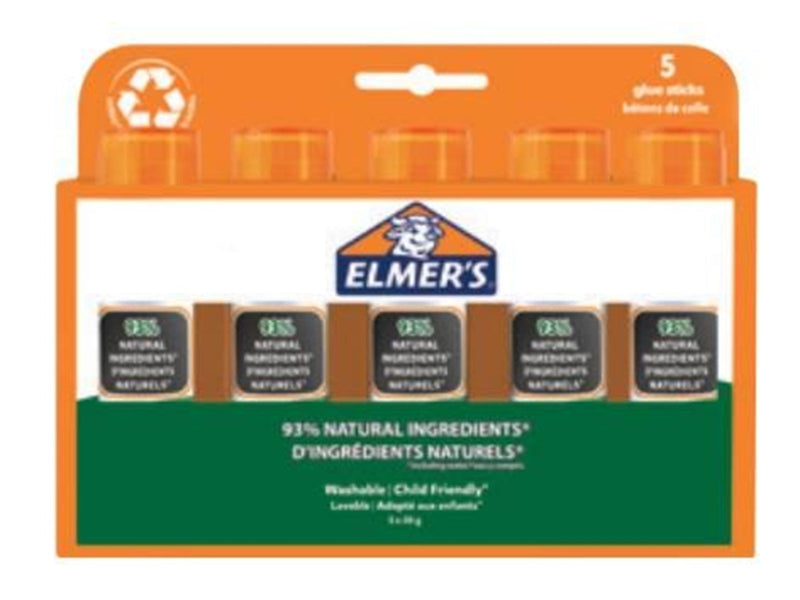 Elmer's ökologische Klebestifte | 93 % natürliche Inhaltsstoffe | 100 % recyceltes Plastik | 20 g | 5 Stück