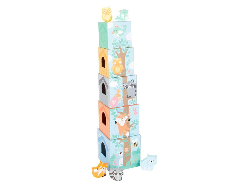 Small Foot - Stacking Tower with Forest Animals Pastel 10 pcs.