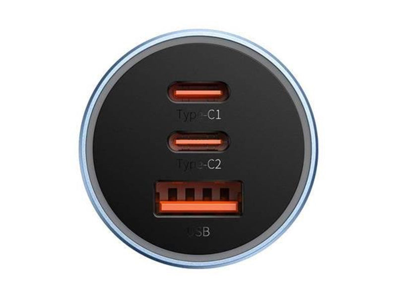 Baseus Car charger  Golden Contactor Pro 2x USB-C 1x USB 65W (blue)