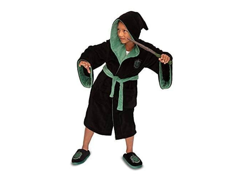 Groovy UK - Harry Potter - Robe - Slytherin Kids Poly Fleece Black/Green Medium