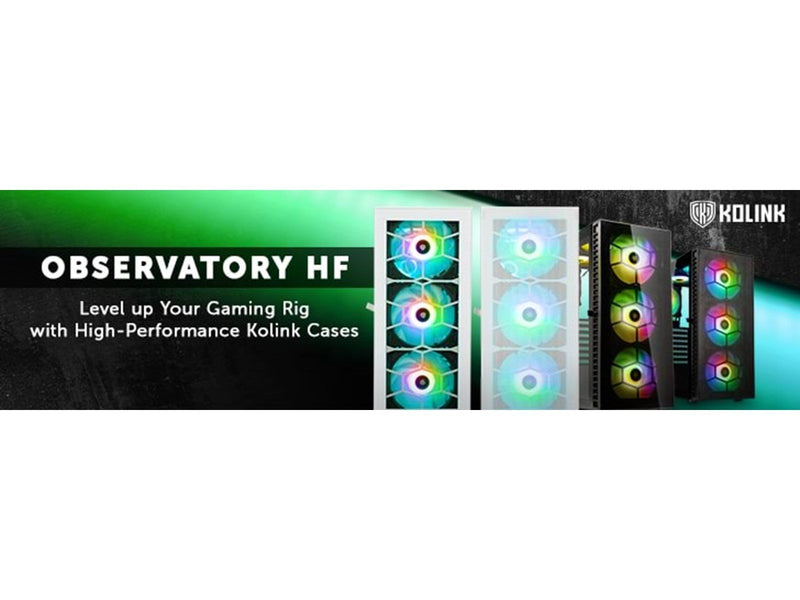 Kolink Observatory HF Mesh ARGB Midi Tower Case - Black - Gehäuse - Desktop - Schwarz