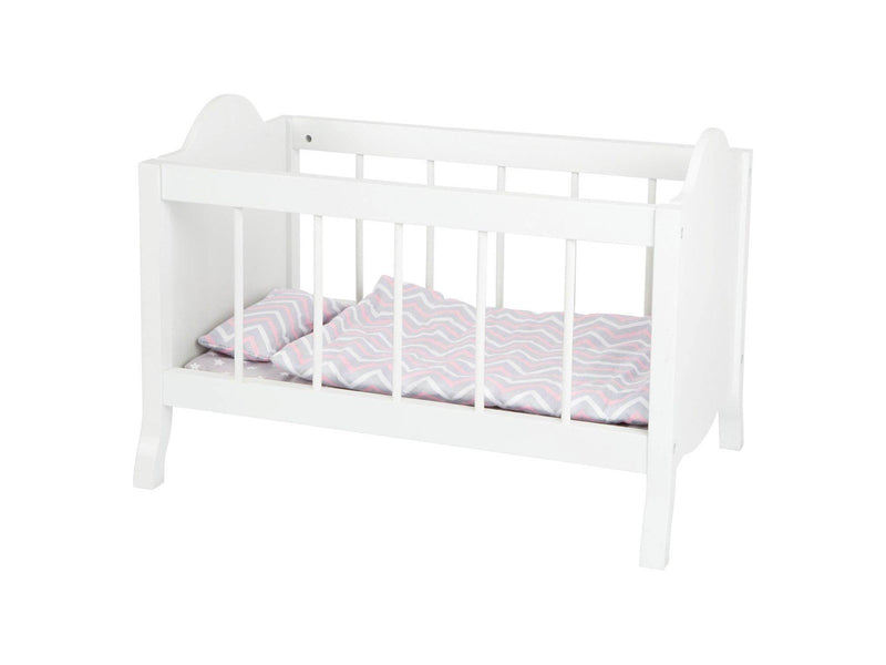 Small Foot - Wooden Doll Bed White with Bedding Stripes 4dlg.