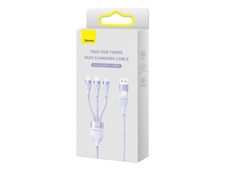 Baseus 3in1 USB cable Flash Series 2 USB-C + micro USB + Lightning 100W 1.2m (purple)