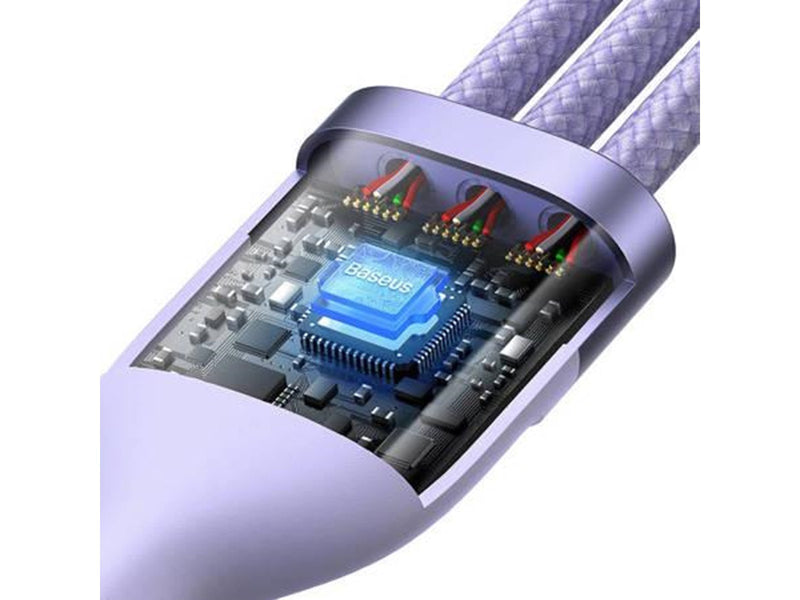 Baseus 3in1 USB cable  Flash Series 2 USB-C + micro USB + Lightning 100W 1.5m (purple)